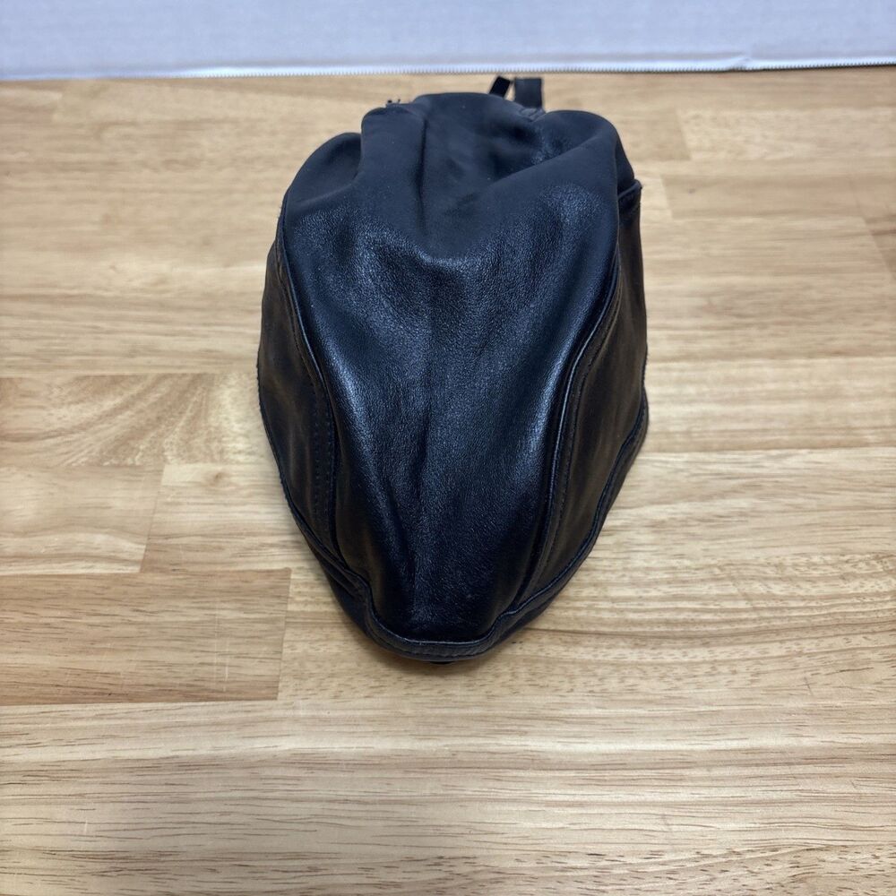 Motorcycle Cap Hat Leather Black Tie In Back Riding